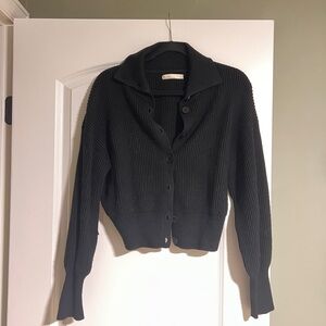 OAK + FORT Black Ribbed Cardigan
